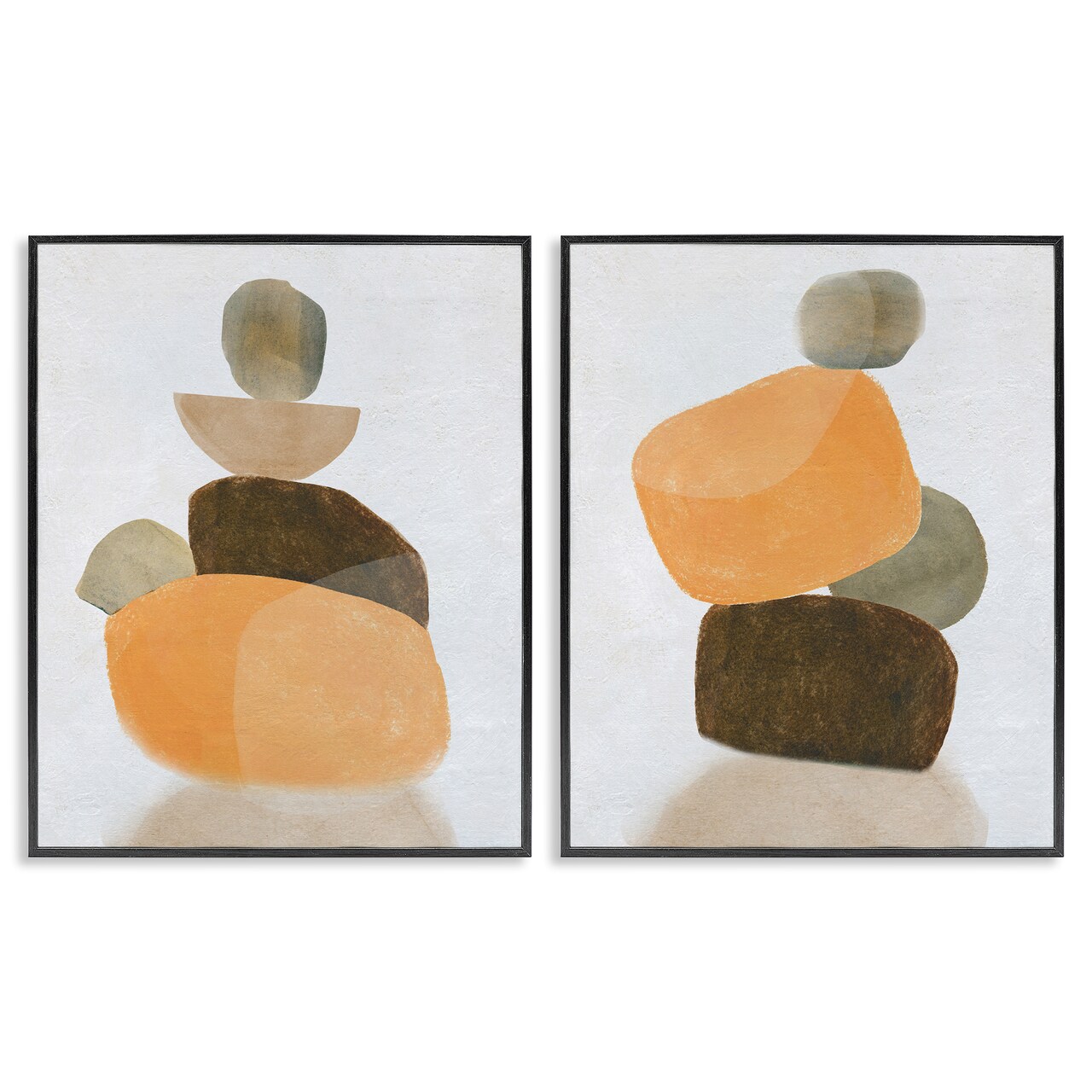 Stupell Industries Stacked Abstract Pebbles 2 pc Framed Giclee Wall Art Set Design by Carol Robinson